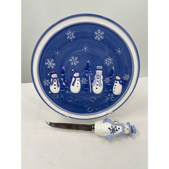 Snowman Plate and Knife set - Picture 1 of 5